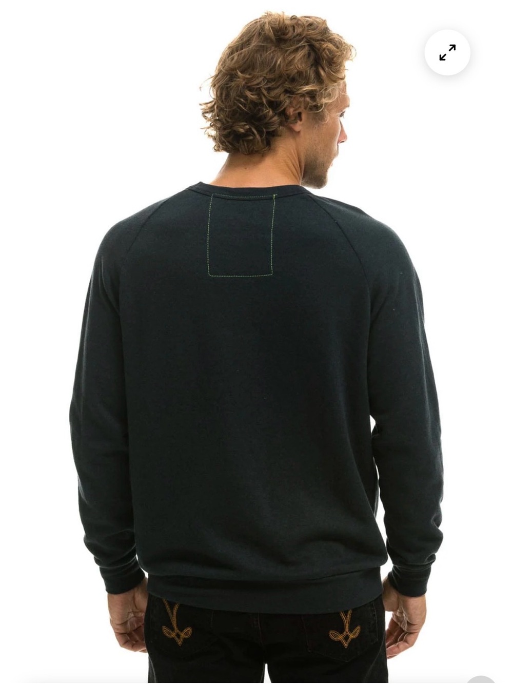 Aviator Nation Black Crewneck with White Lightning Bolt - Picture 4 of 10